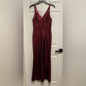 Glamorous Red Sequin Evening Dress